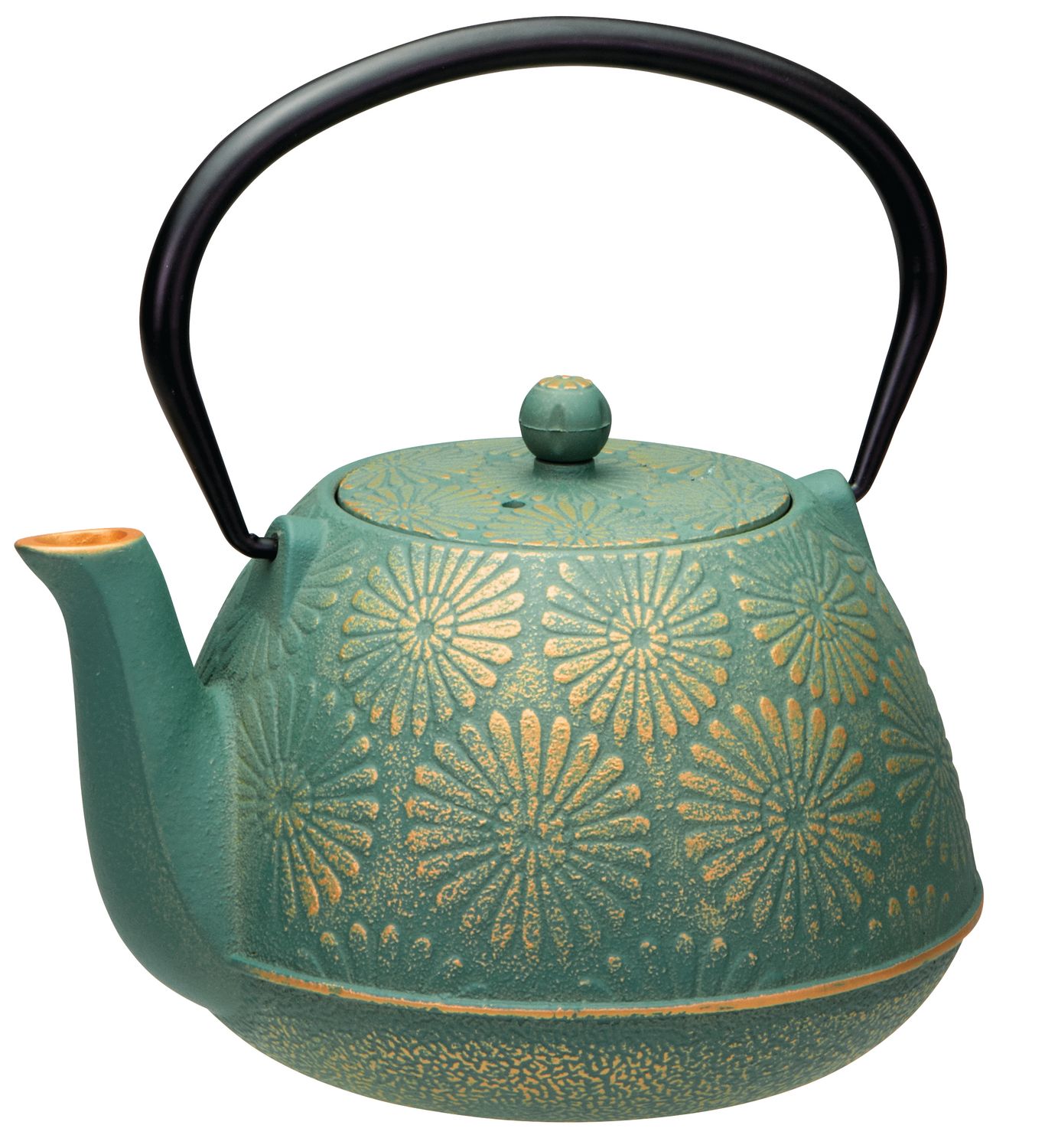 AVANTI Daisy Cast Iron Teapot 1.2L - Teal/Gold