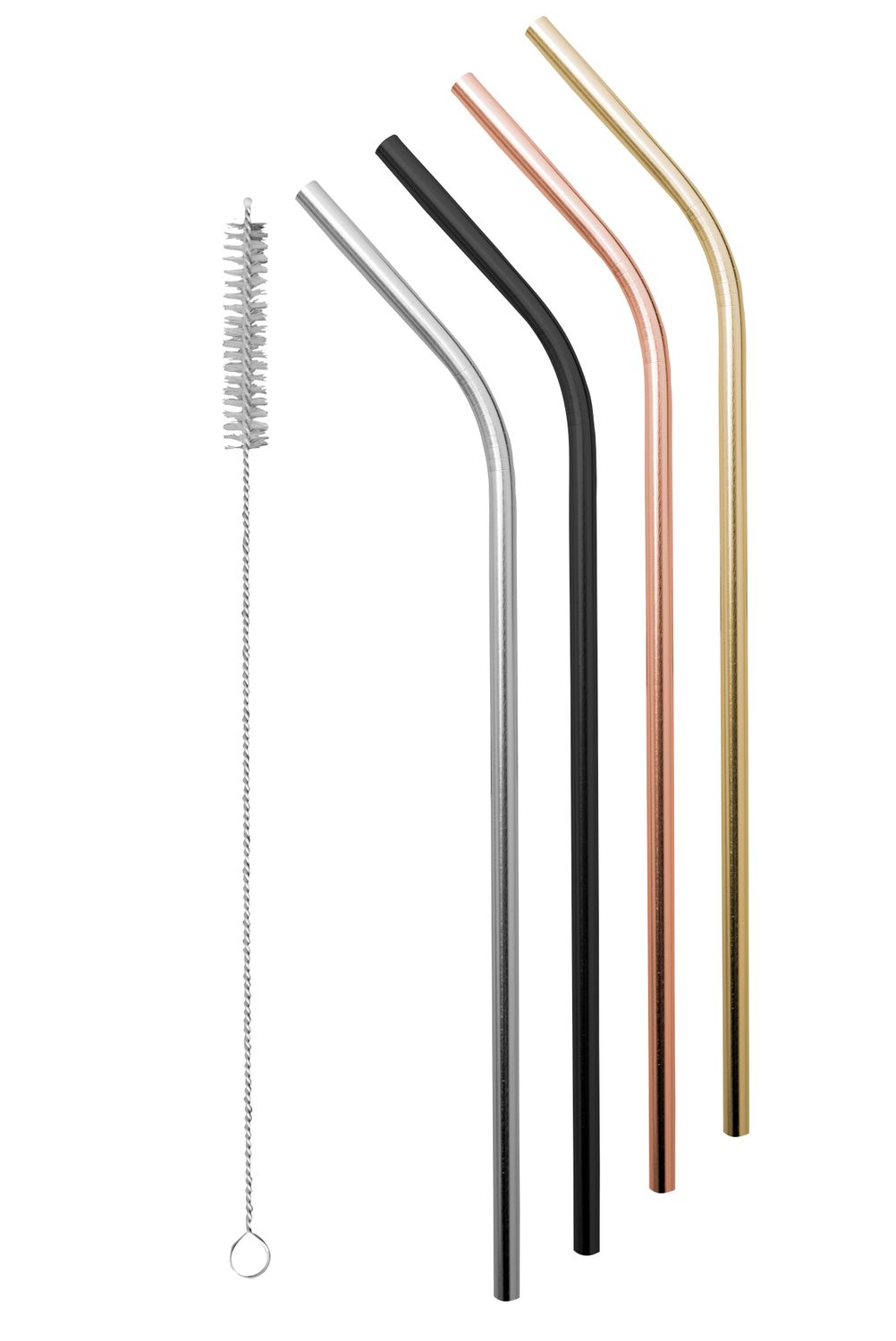 AVANTI SS Straws with Cleaning Brush Set of 4-Precious Metal