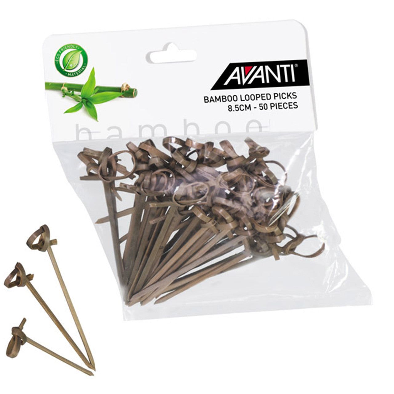 AVANTI Bamboo Looped Picks 8.5cm - 50 Piece Pack