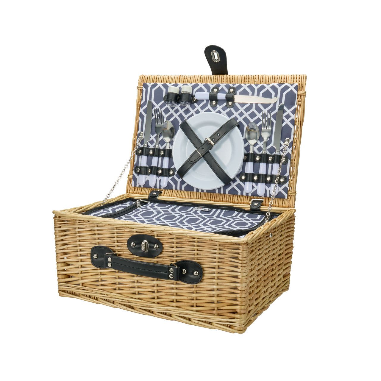 AVANTI 2 Person Wicker Picnic Basket - Hamptons Blue Point