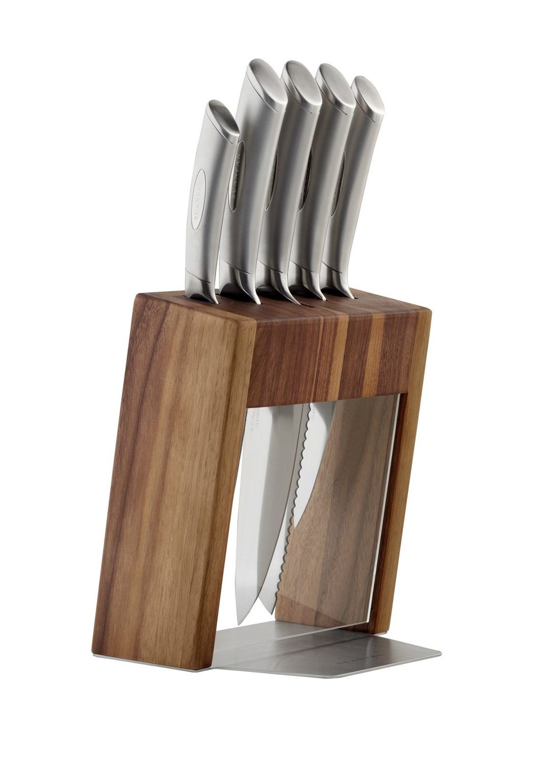 SCANPAN Kalo 6 Piece Knife Block Set - Walnut