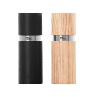 AdHoc Textura Pepper and Salt Mill Set 13cm - Black and Light Wood