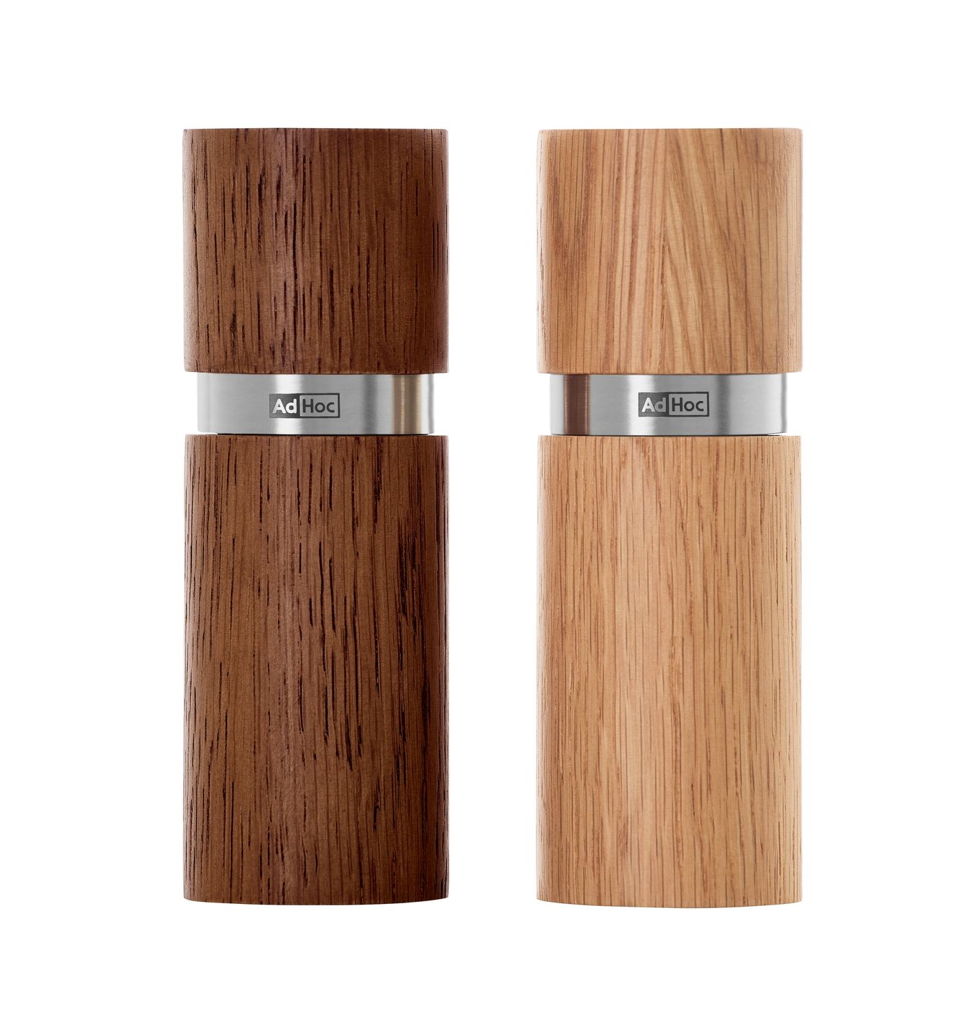 AdHoc Textura Pepper and Salt Mill Set 13cm - Dark and Light Wood