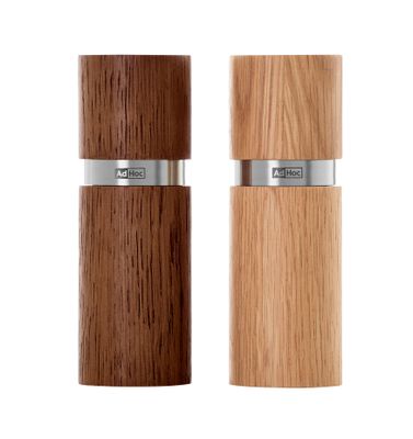 AdHoc Textura Pepper and Salt Mill Set 13cm - Dark and Light Wood