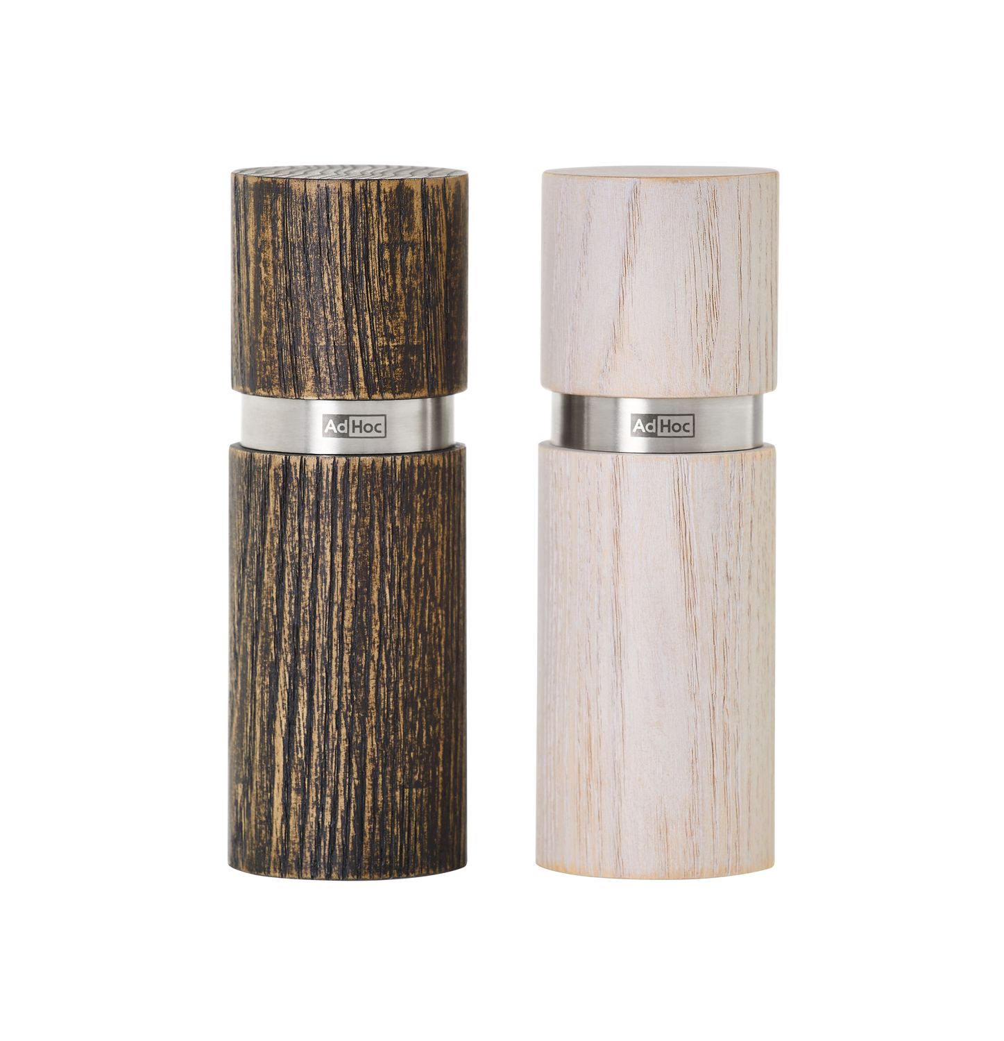 AdHoc Textura Pepper and Salt Mill Set 13cm - Antique Brown and Light Wood