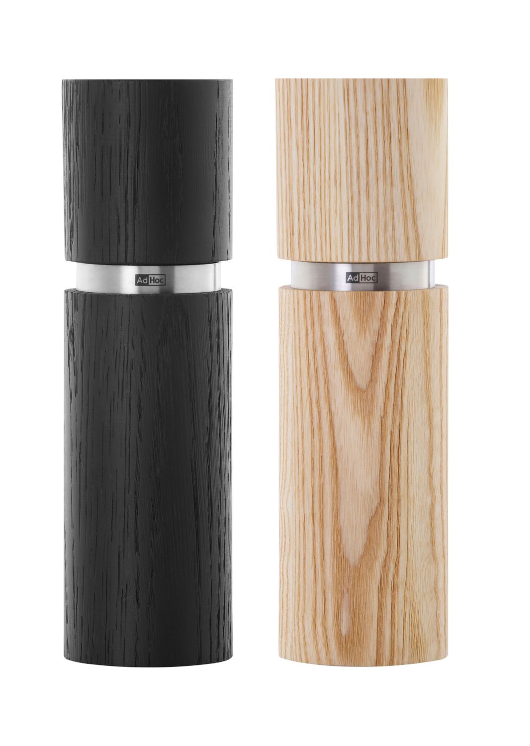AdHoc Textura Pepper and Salt Mill Set 15cm - Black and Light Wood