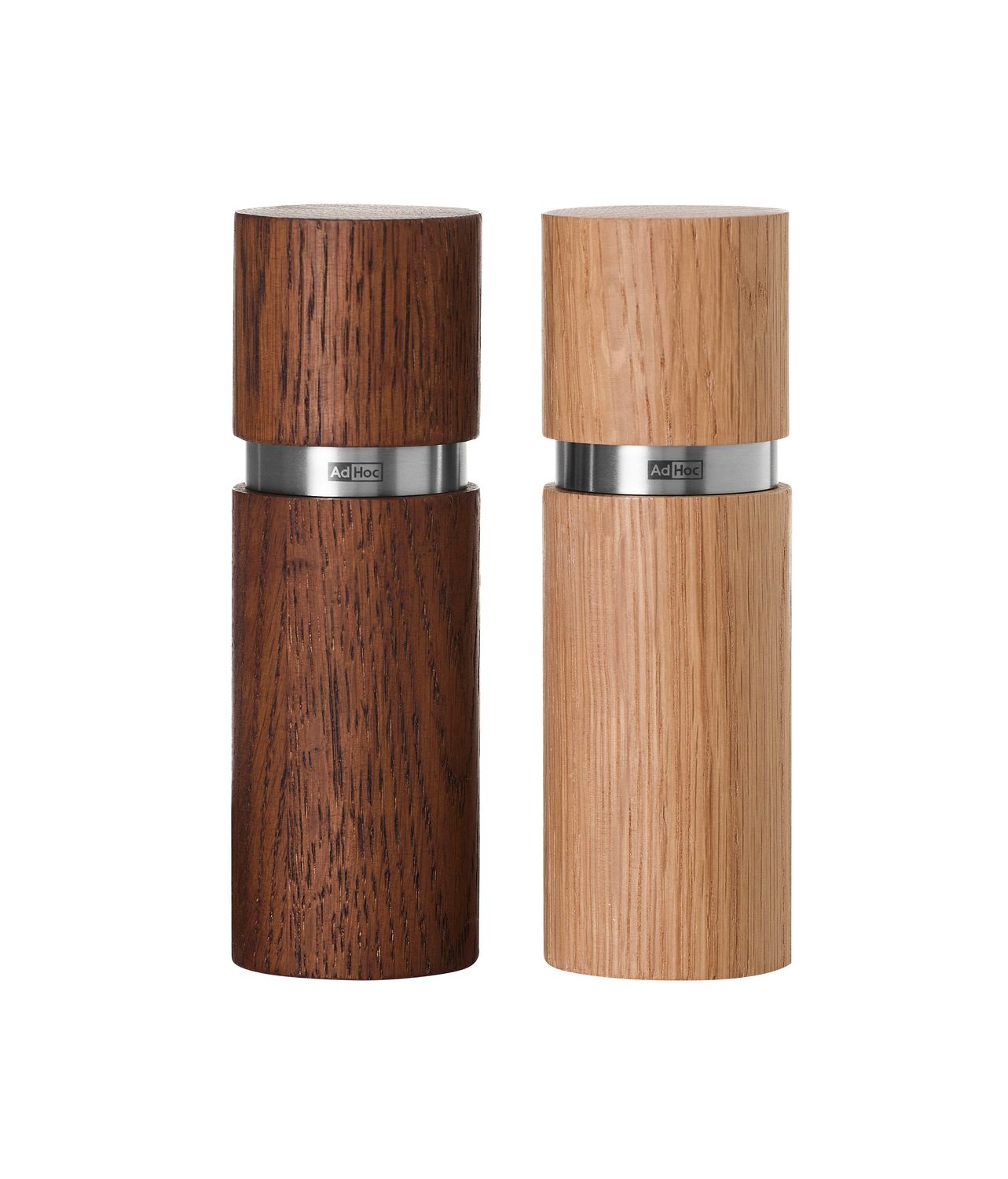 AdHoc Textura Pepper and Salt Mill Set 15cm - Dark and Light Wood