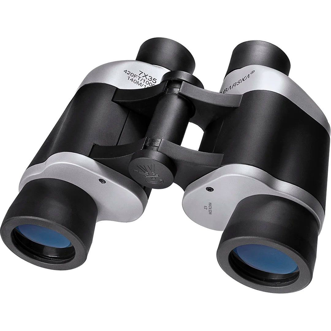 BARSKA 7x35 Focus Free Binoculars - Silver and Black