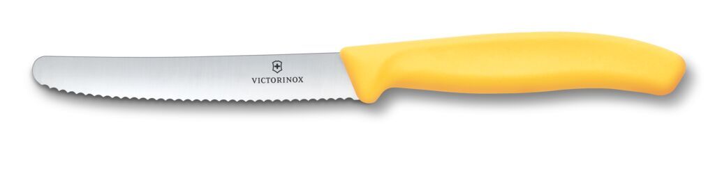 VICTORINOX Swiss Classic Tomato &amp; Table Knife - Lemon Yellow - 11 cm - Wavy Edge