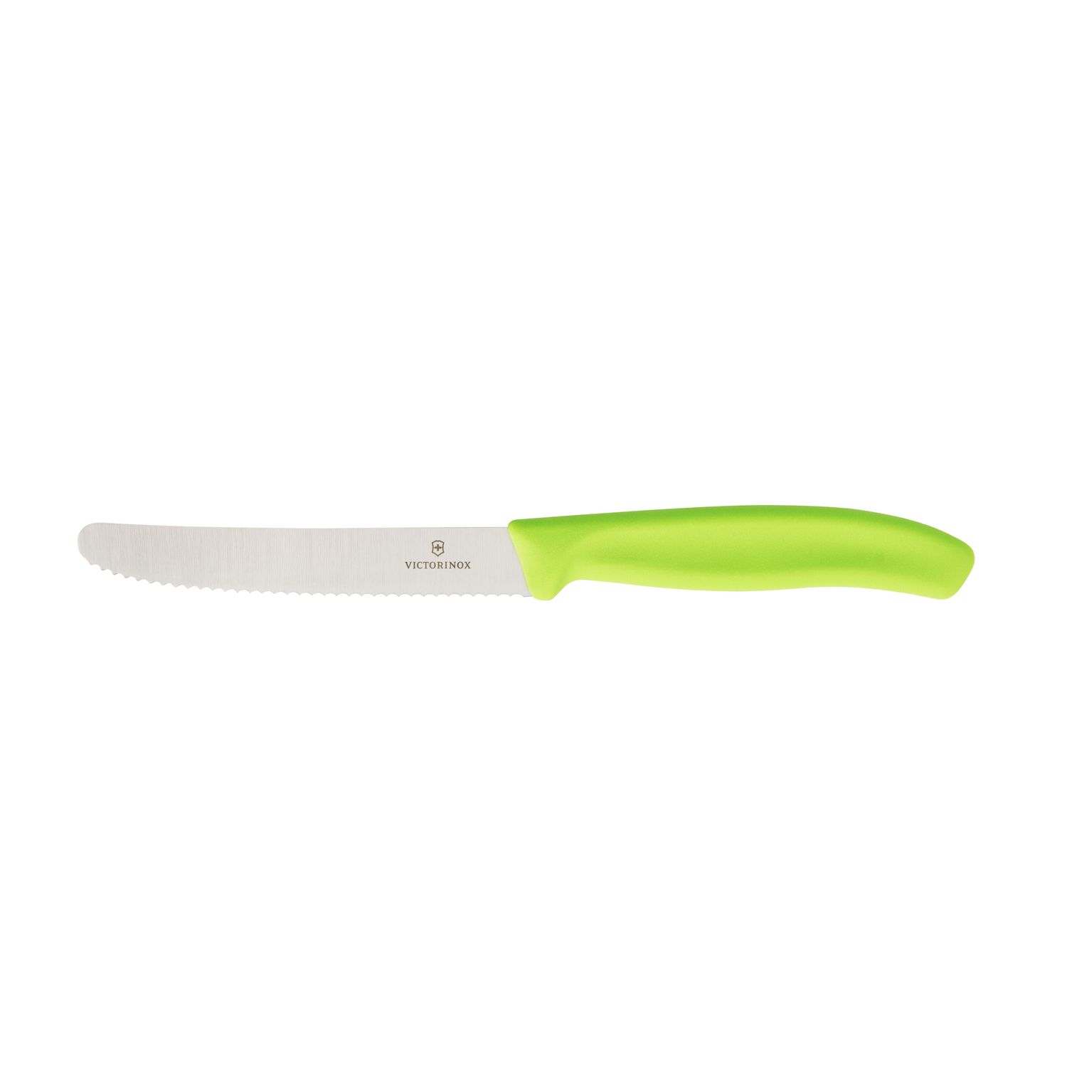 VICTORINOX Classic Steak &amp; Tomato Knife, Spring Mix and Match - Lime Green - 11 cm - Wavy Edge Blade Protector