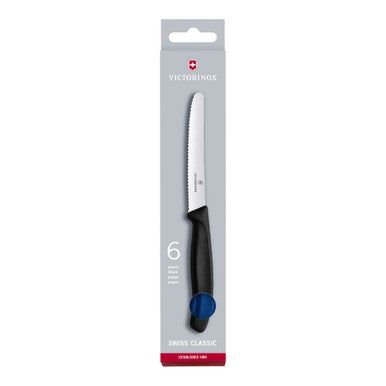 VICTORINOX Swiss Classic Tomato and Table Knife Set 6 Piece - Black Gift Box
