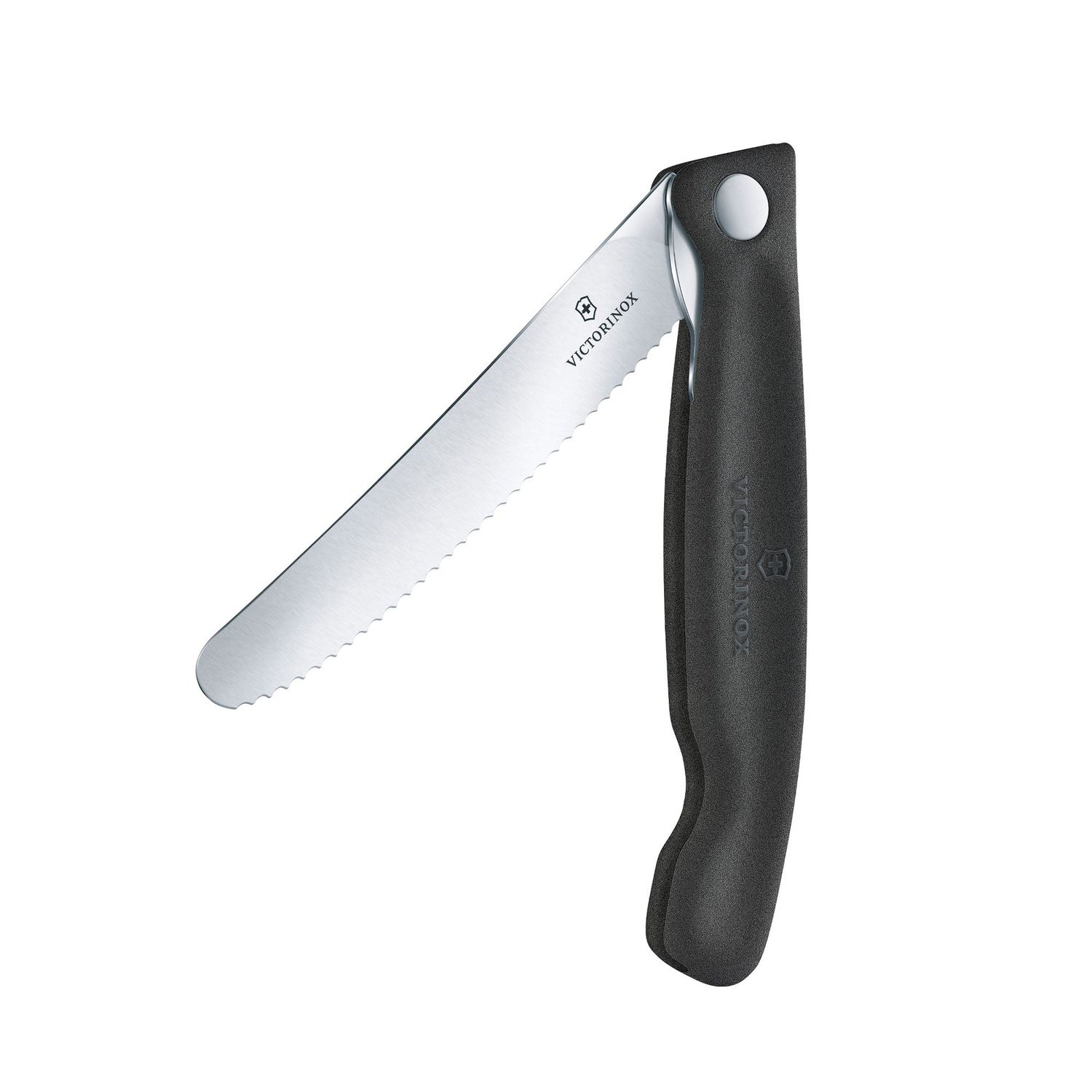 VICTORINOX Swiss Classic Foldable Picnic Knife - Black - 11 cm - Wavy Edge