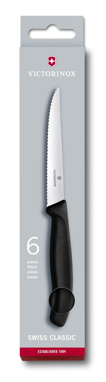 VICTORINOX Swiss Classic Steak Knife Set, 6 Piece - Black Gift Box