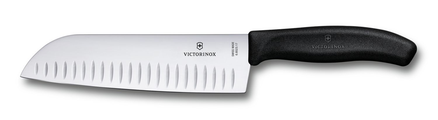 VICTORINOX Santoku Knife - Pointed Tip - Black - 17 cm Gift Box