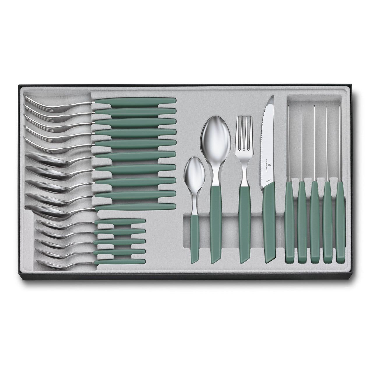 VICTORINOX Swiss Modern Table Set (Rounded Knife), 24 Piece - Mint Gift Box