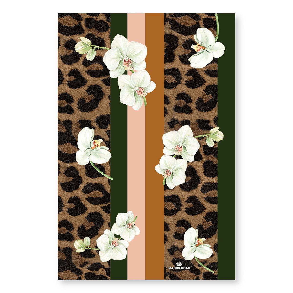 MANOR ROAD Microfibre Tea Towel - White Orchid &amp; Leopard
