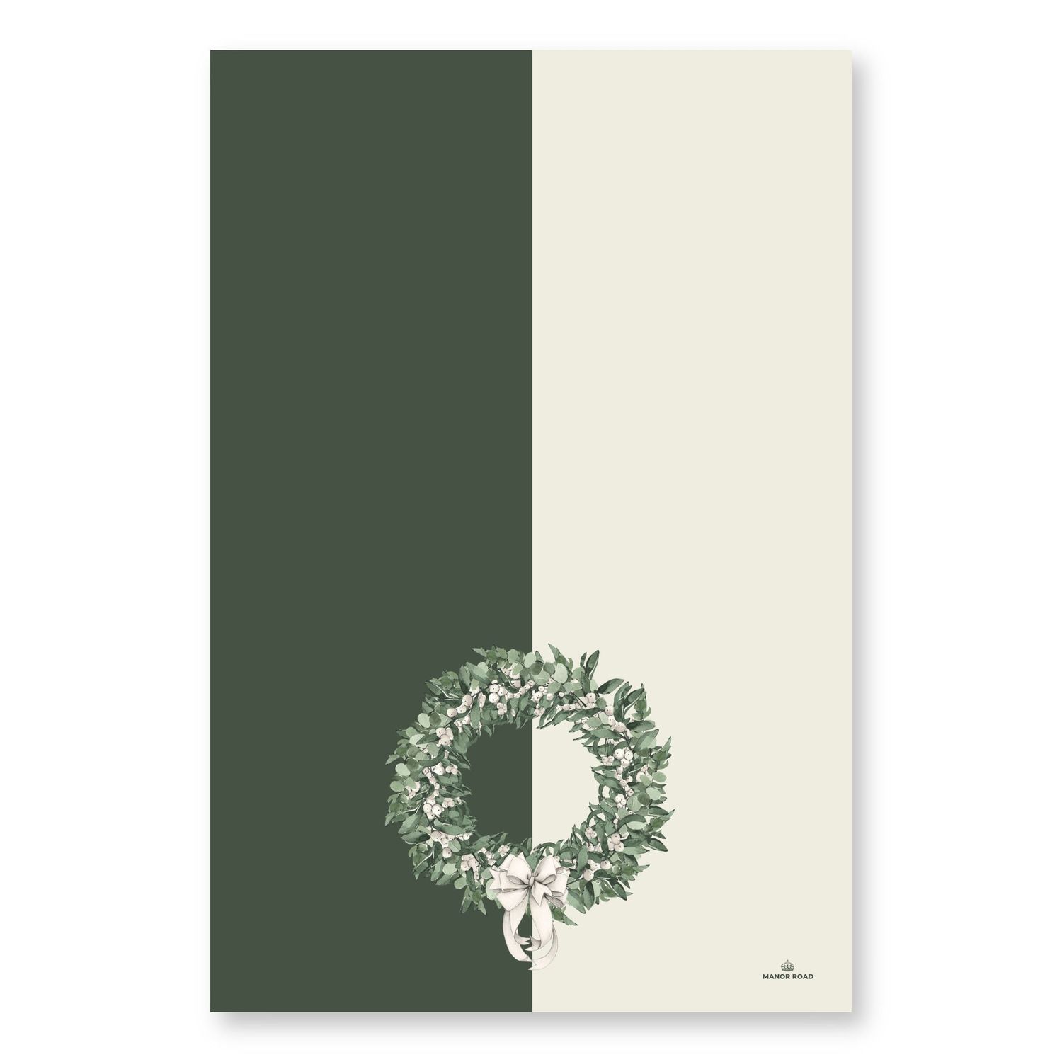 MANOR ROAD Microfibre Tea Towel - White Berry Wreath
