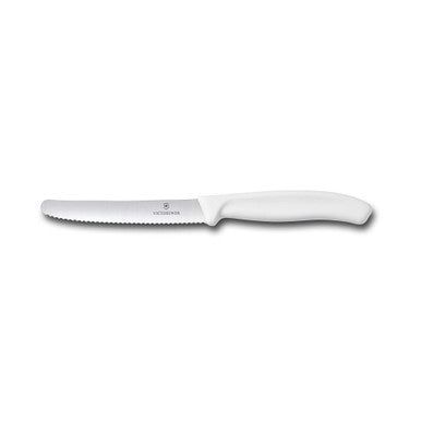 VICTORINOX Steak &amp; Tomato Knife - White - 11 cm - Wavy Edge Blade Protector