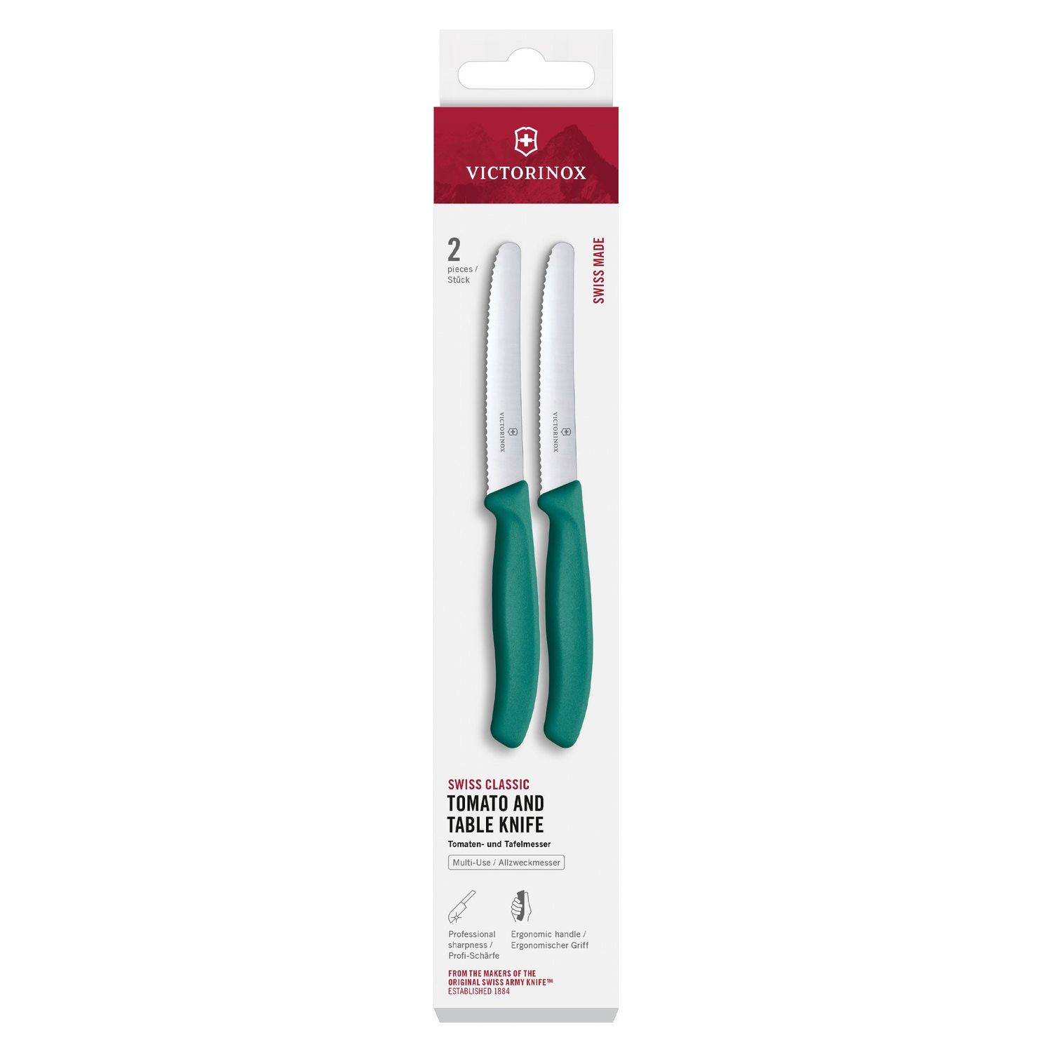 VICTORINOX Swiss Classic Tomato &amp; Table Knife Set - Kale Green - 2 Piece - 11 cm