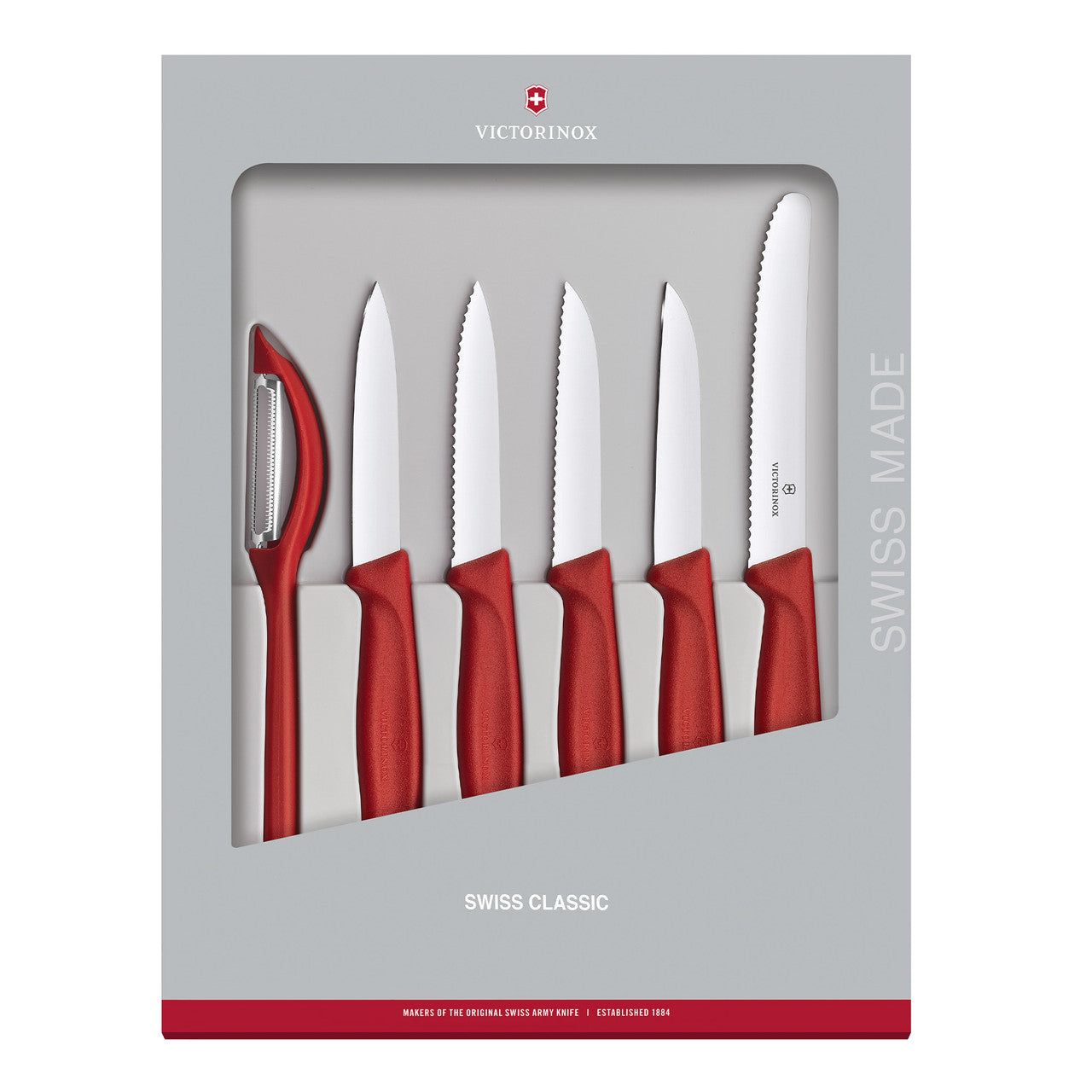 VICTORINOX Swiss Classic Paring Knife Set, 6 Piece - Black - Red Gift Box