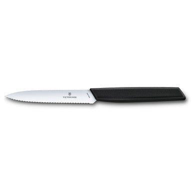VICTORINOX Swiss Modern Paring Knife, Wavy Edge, 10cm - Black Blade Protector