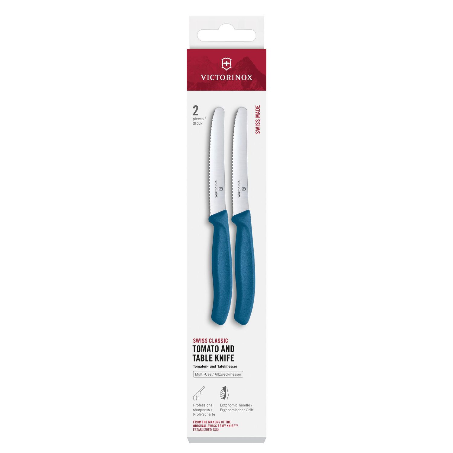 VICTORINOX Swiss Classic Steak &amp; Tomato Knife Set - Blue - 2 Piece - 11 cm