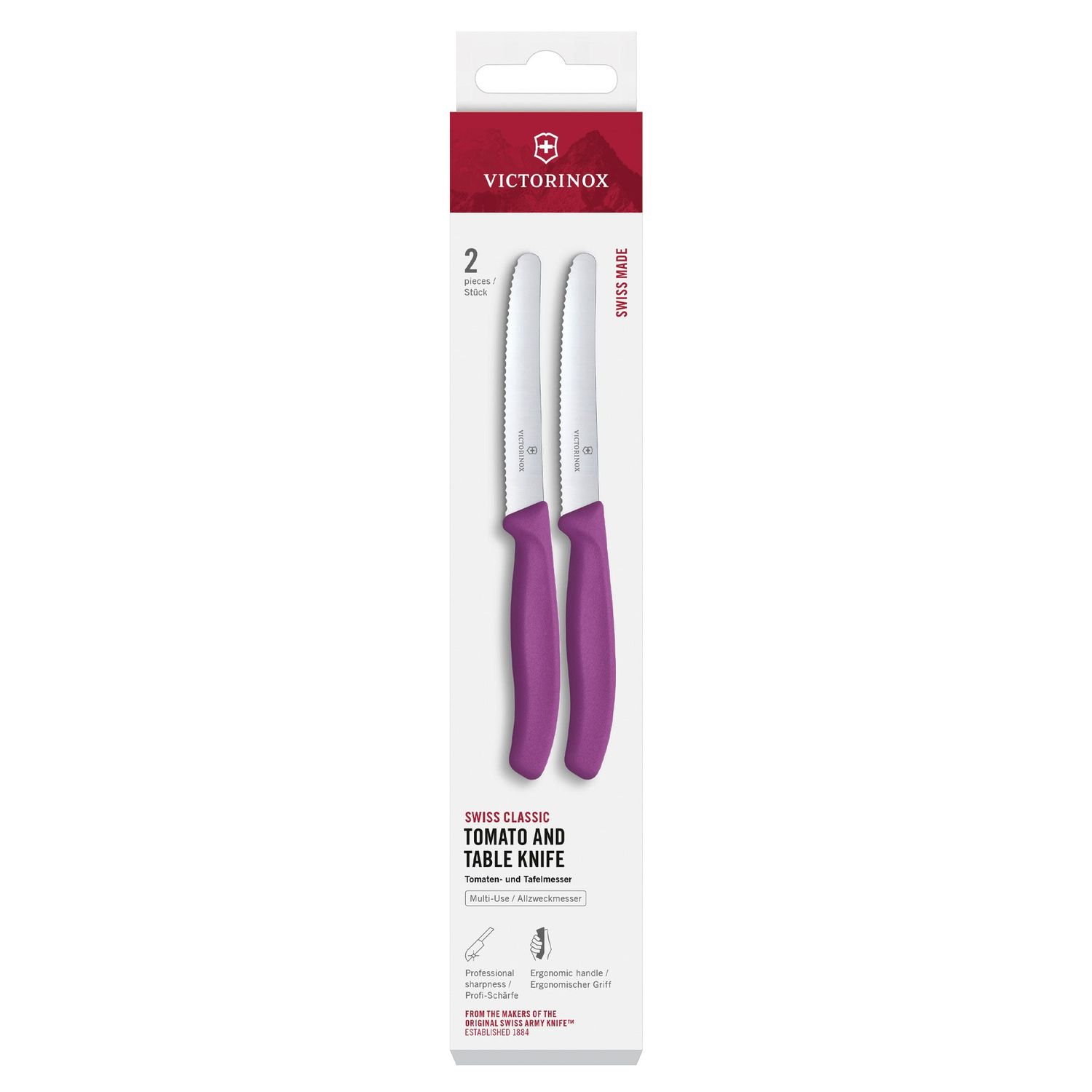 VICTORINOX Swiss Classic Tomato &amp; Table Knife Set - Eggplant Purple - 2 Piece - 11 cm