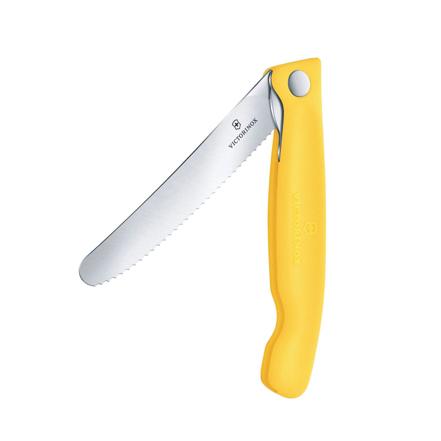 VICTORINOX Swiss Classic Foldable Picnic Knife - Lemon Yellow - 11 cm - Wavy Edge