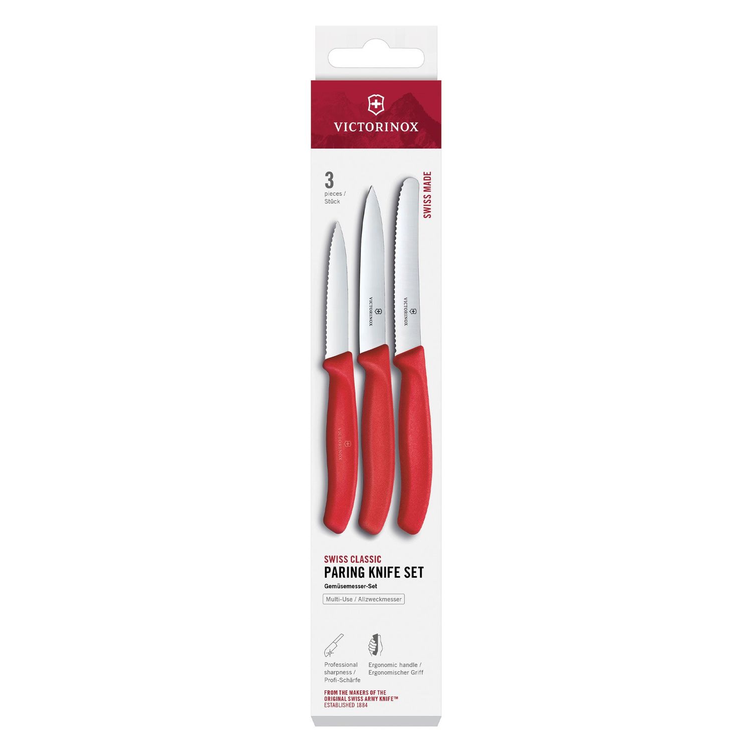 VICTORINOX Swiss Classic Paring Knife Set - Chilli Red - 3 Piece