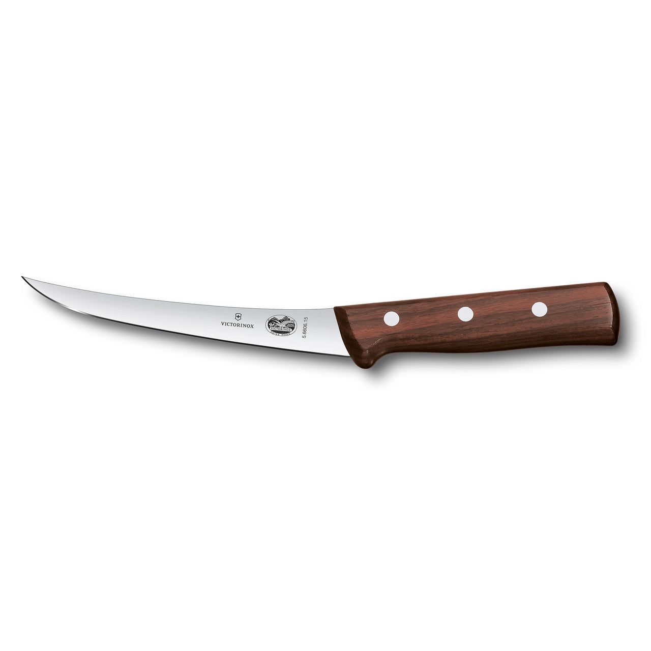 VICTORINOX Boning Knife, 16cm Curved, Narrow Blade, American Handle - Wood - Straight Edge