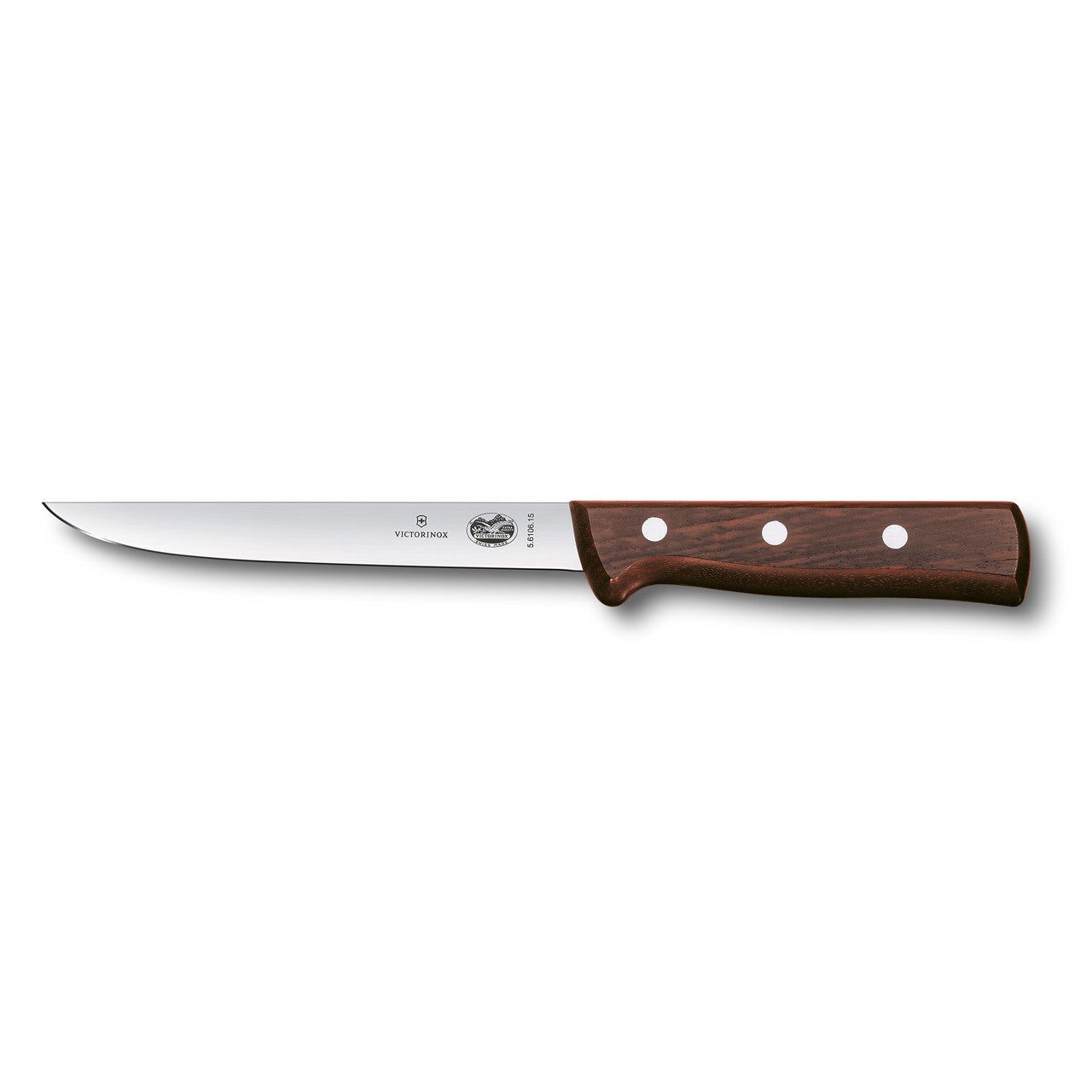 VICTORINOX Boning Knife, 15cm Straight Edge, Narrow Blade, American Handle - Wood