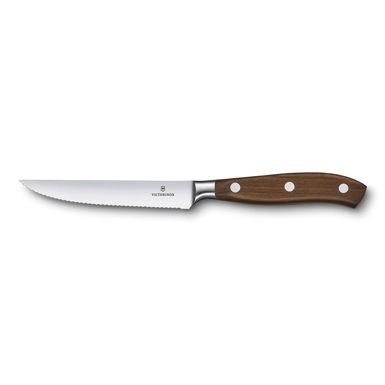 VICTORINOX Grand Maitre Wood Steak Knife - 12 cm - Wavy Edge - Gift Box