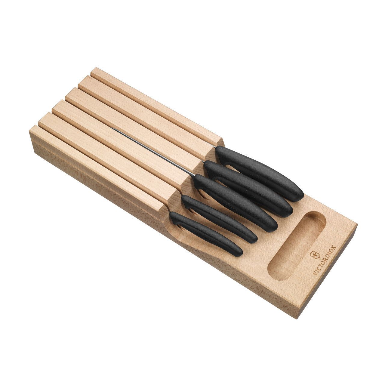 VICTORINOX Swiss Classic In-Drawer Knife Holder - Black - 21 cm - Wavy Edge Gift Box