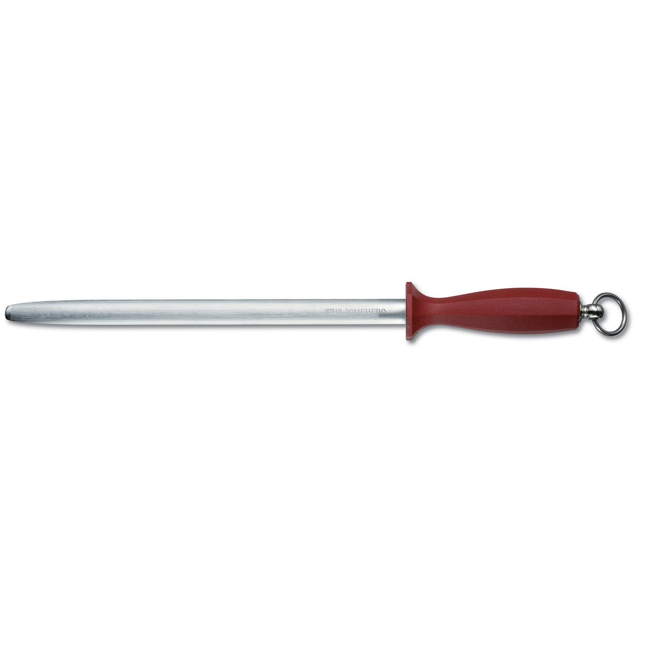 VICTORINOX Butchers Sharpener Steel, 3cm, Oval, Micro Fine Cut - Nylon Handle - Red - 30 cm