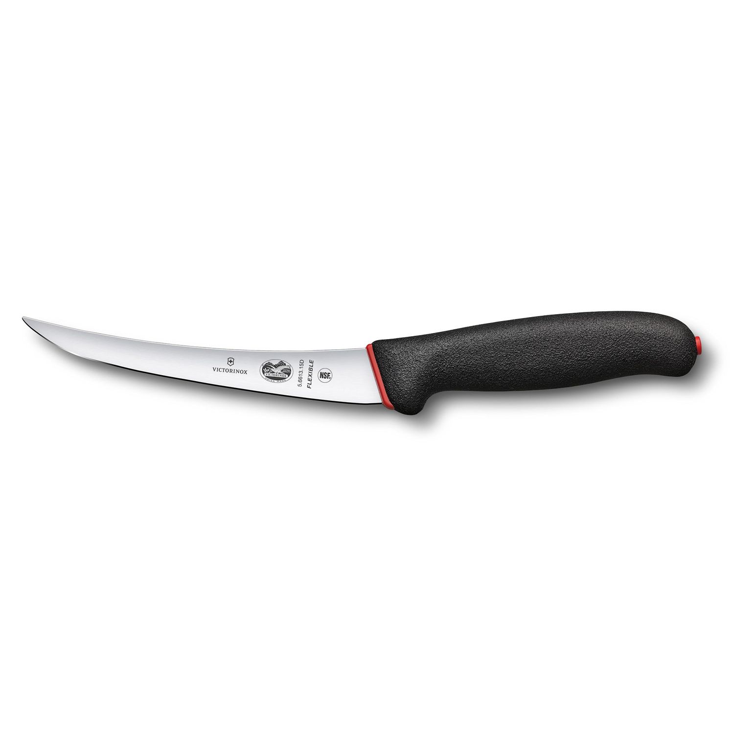 VICTORINOX Fibrox Boning Knife, 15cm Curved, Flexible Narrow Blade, Dual Grip - Straight Edge