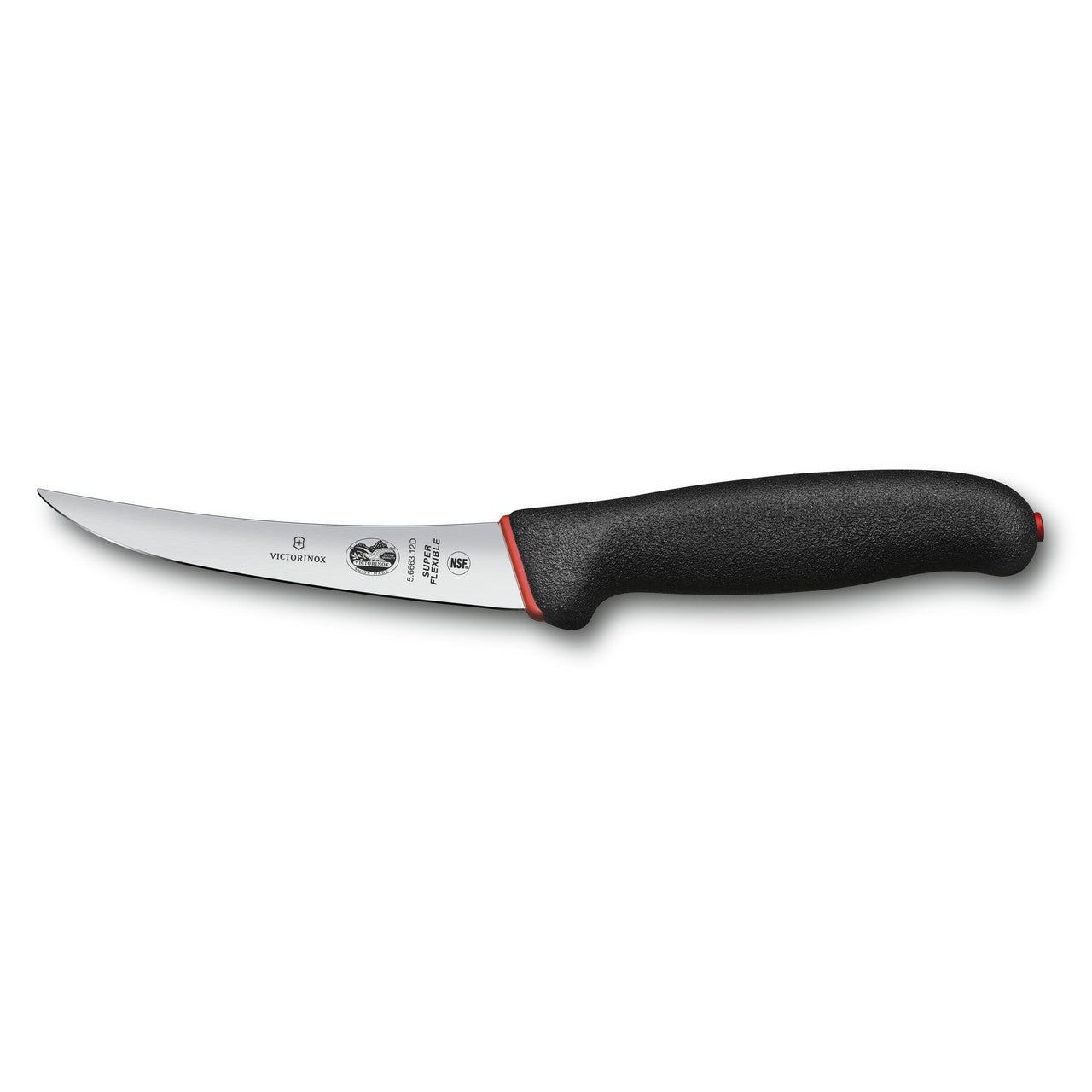 VICTORINOX Fibrox Boning Knife, 12cm, Curved, Super Flexible Narrow Blade - Straight Edge