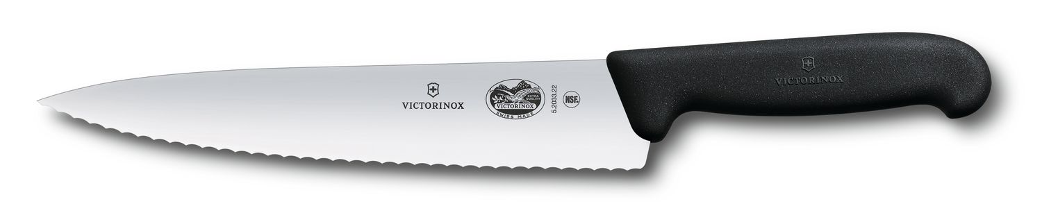 VICTORINOX Cooks - Carving Knife - Black - 22 cm - Wavy Edge