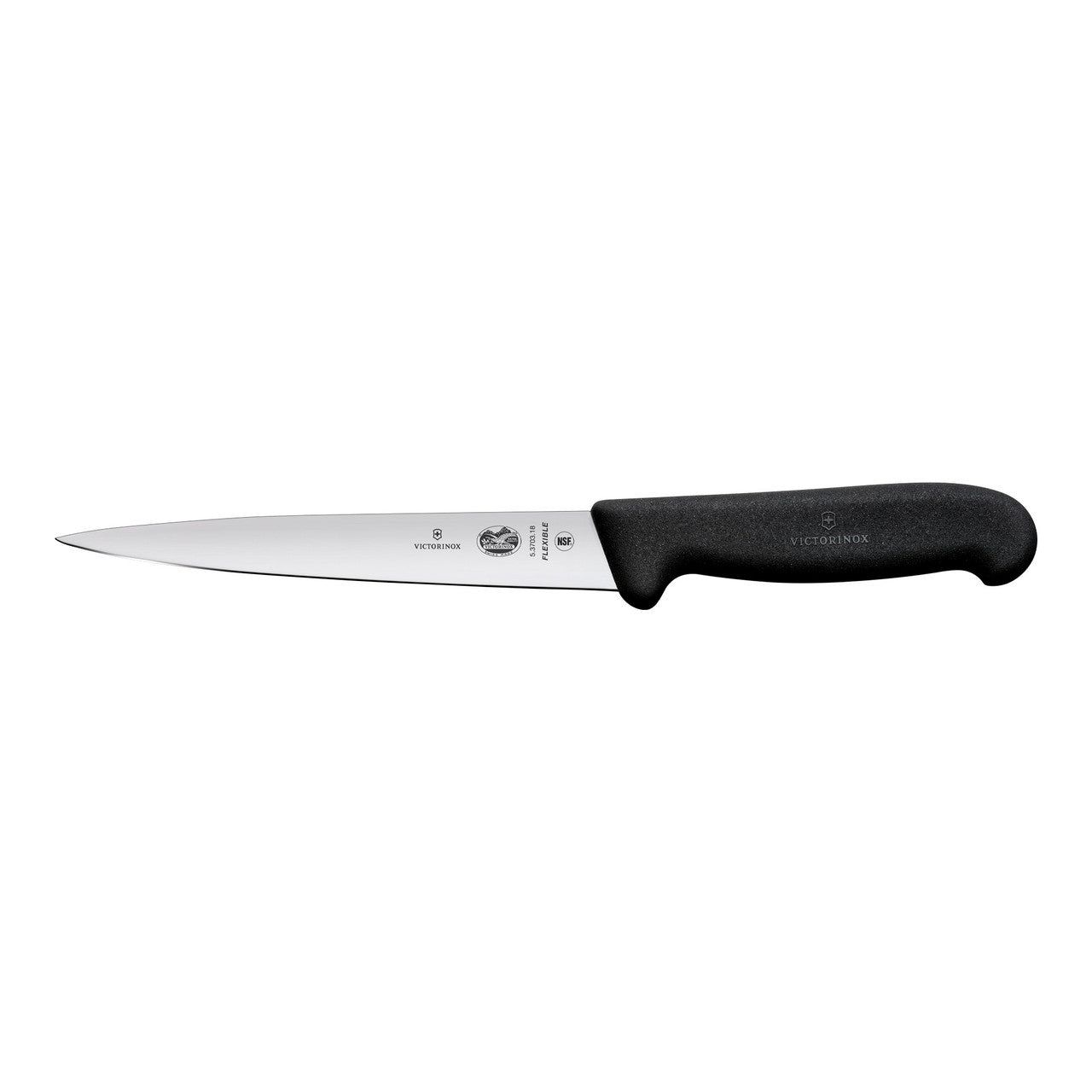 VICTORINOX Fibrox Filleting Knife, 16cm, Flexible - Black - Straight Edge