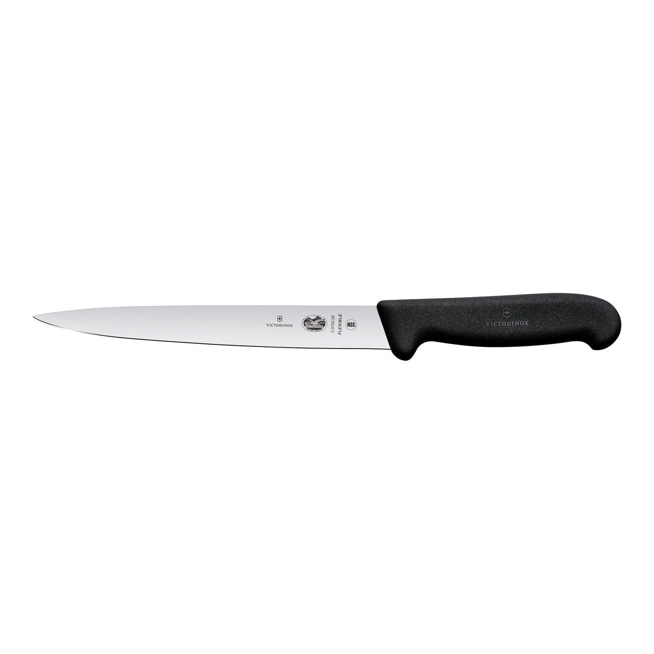 VICTORINOX Fibrox Filleting Knife, 20cm, Flexible - Black - Straight Edge