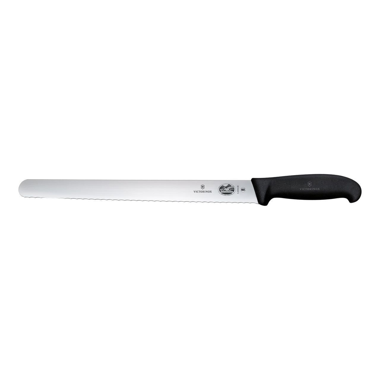 VICTORINOX Fibrox Fibrox Slicing Knife, 36cm, Wavy Edge - Black