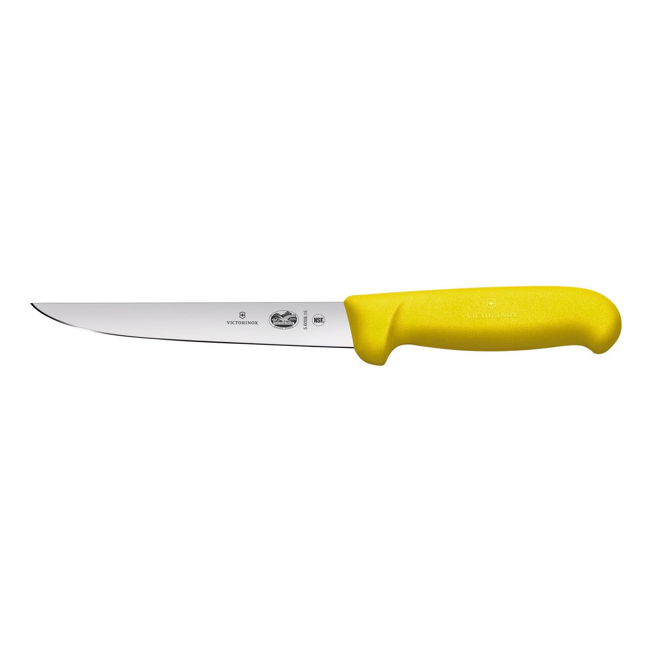 VICTORINOX Fibrox Boning Knife, 15cm, Straight Wide Blade - Yellow - Straight Edge