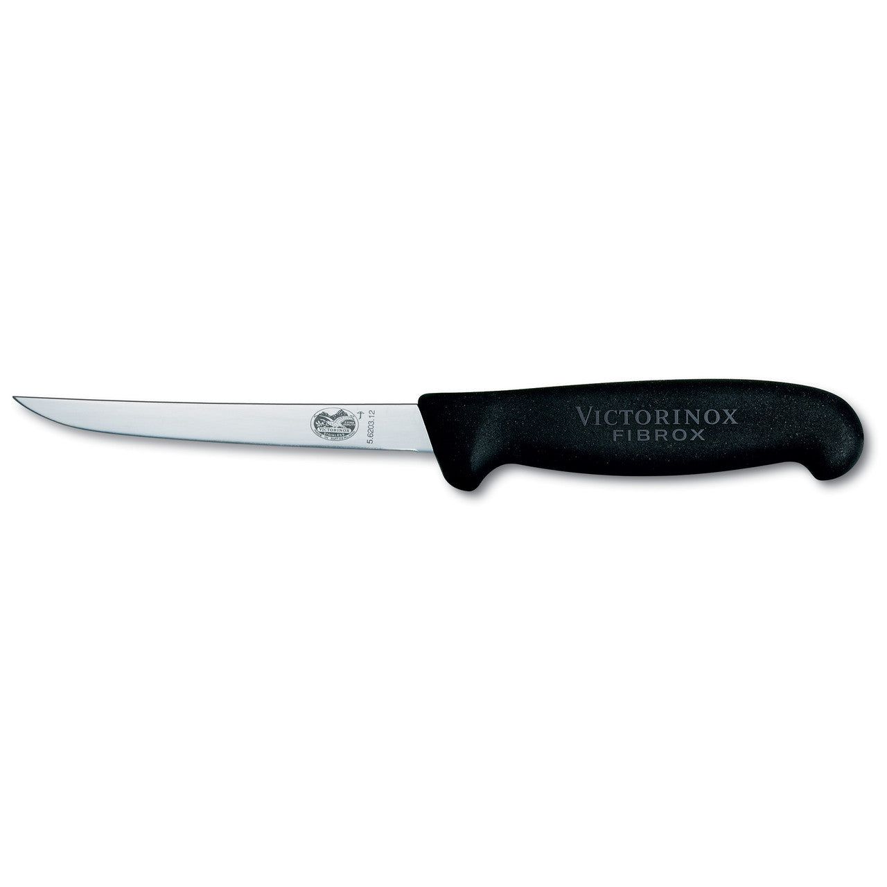 VICTORINOX Fibrox Boning Knife, 12cm Straight, Ext Narrow - Black - Straight Edge