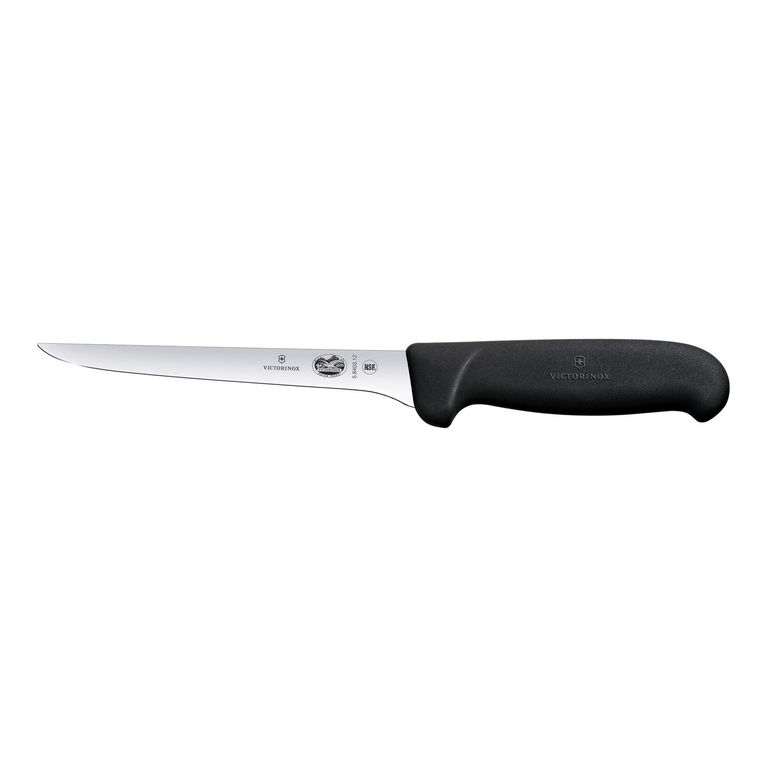 VICTORINOX Fibrox Boning Knife,12cm Straight, Narrow Blade - Black - Straight Edge