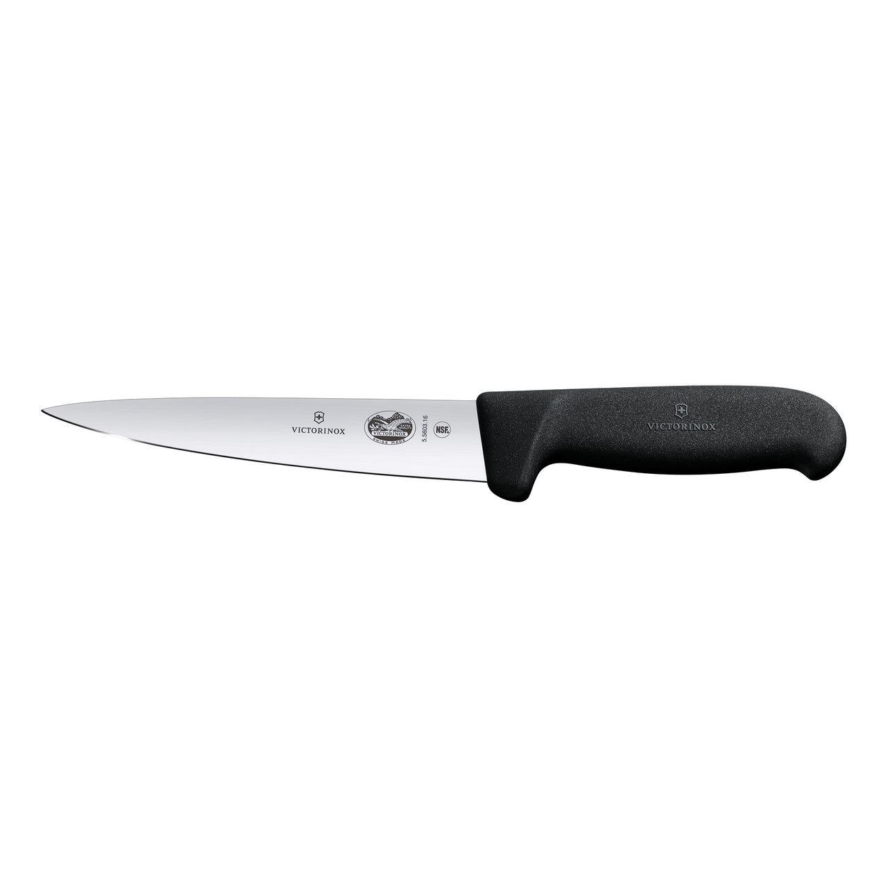 VICTORINOX Fibrox Sticking Knife, 16cm, Pointed Blade - Black - Straight Edge