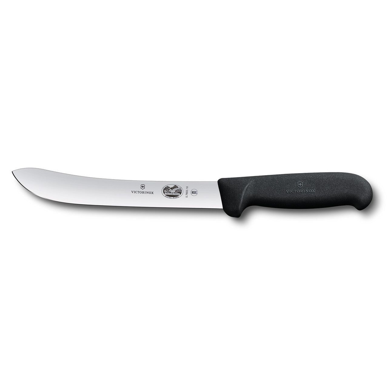 VICTORINOX Fibrox Butchers Knife, 20cm Heavy Stiff Blade - Black - Straight Edge