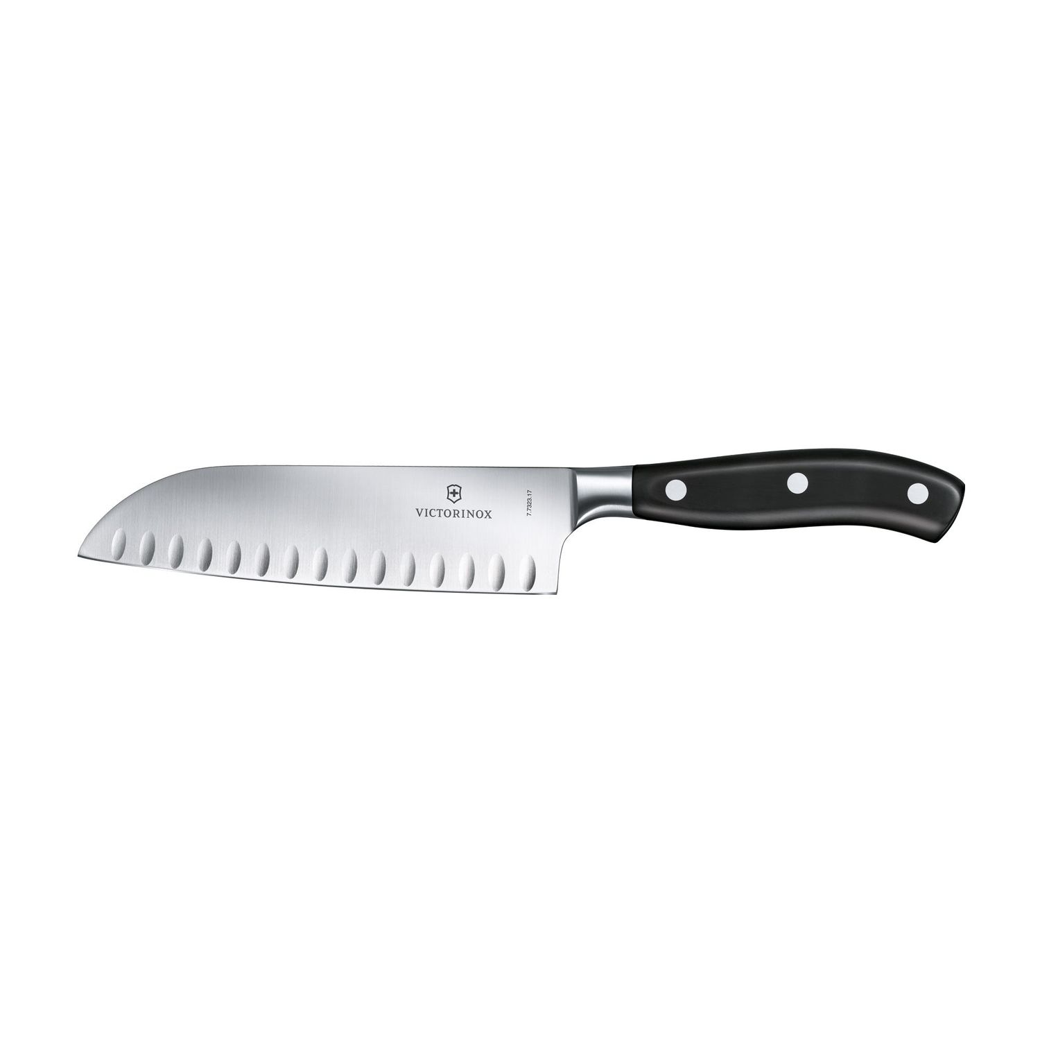 VICTORINOX Grand Maître Santoku Knife, 17cm, Fluted Edge - Black Gift Box