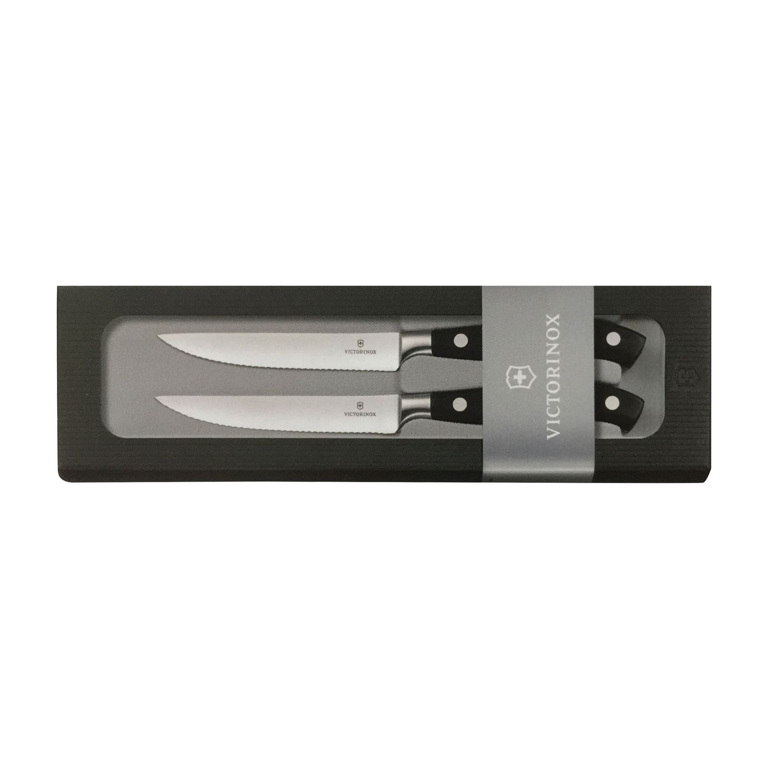 VICTORINOX Grand Maître Steak Knife Set, wavy edge - Black Gift Box