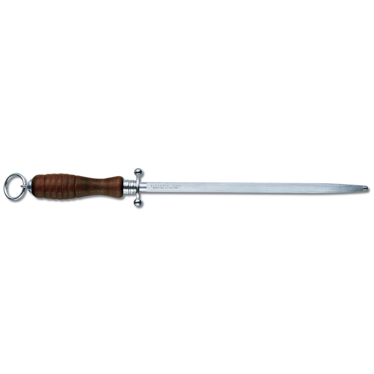 VICTORINOX Kitchen Sharpening Steel, 27cm, Round, Middle Fine Cut - Redwood