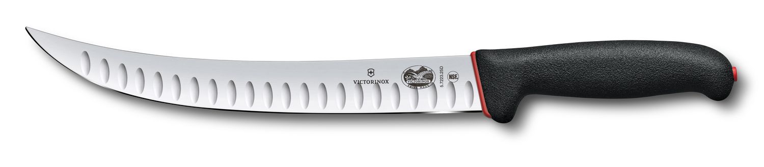 VICTORINOX Fibrox Slaughter Knife, 20cm, Curved Narrow Blade, Fluted - Straight Edge