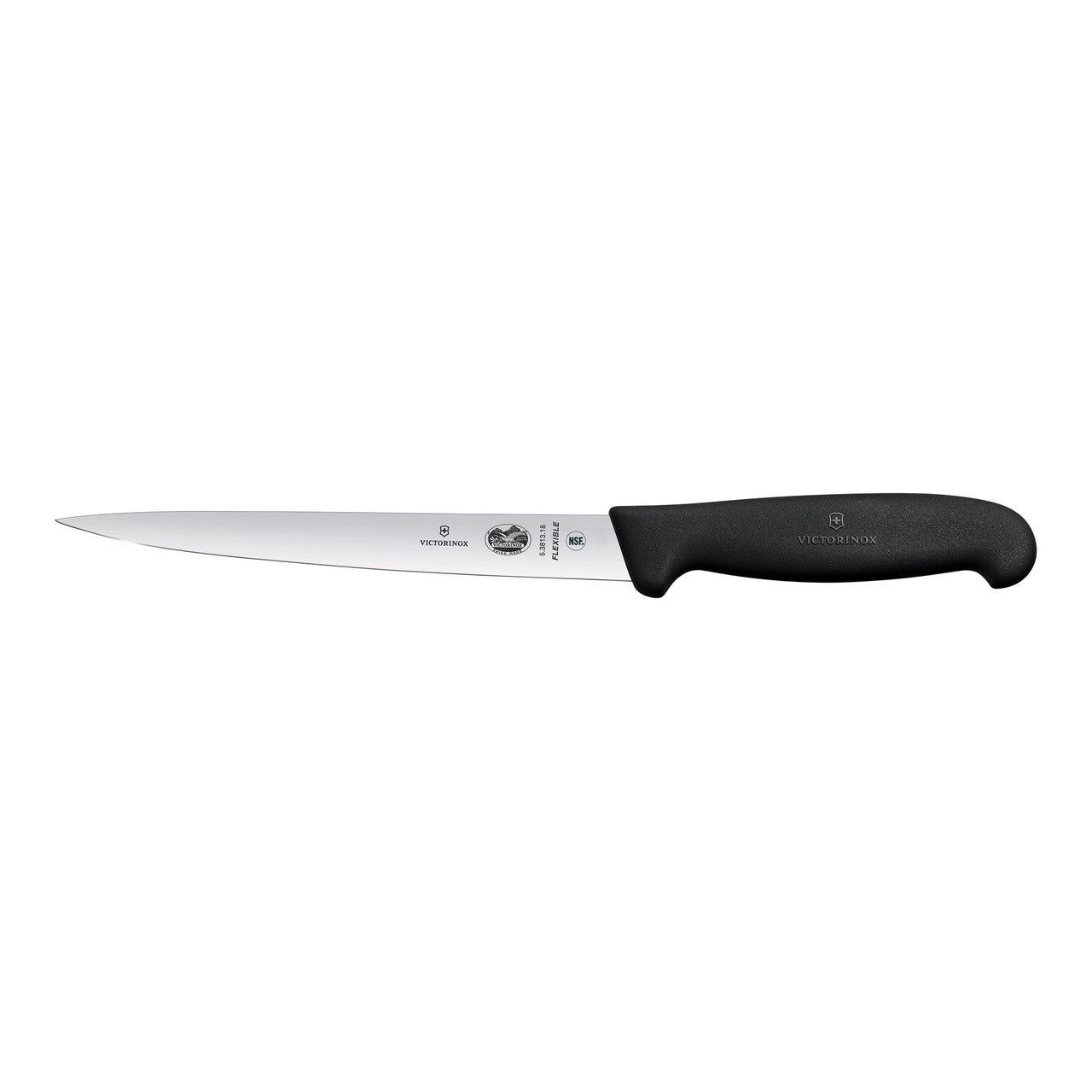 VICTORINOX Fibrox Fibrox Filleting Knife, 18cm, Extra Flexible - Black - Straight Edge